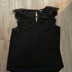 Express Black Embellished Cut Out Blouse